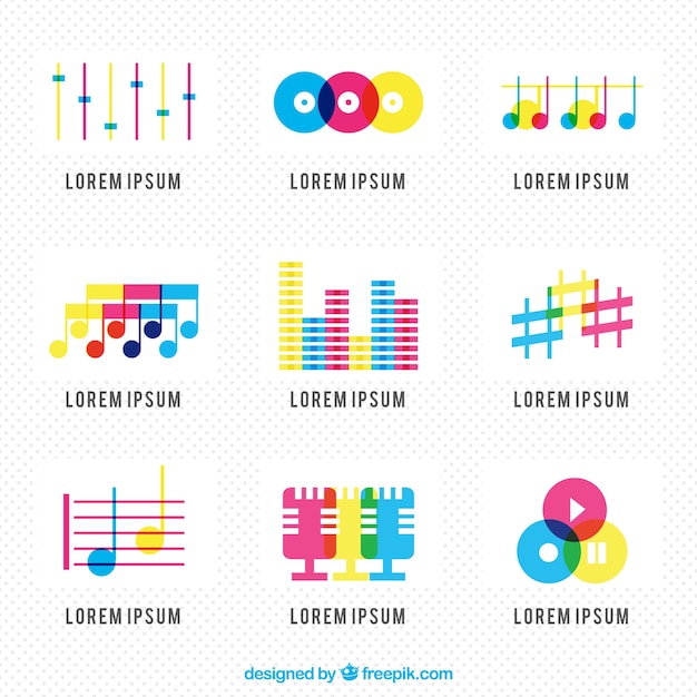 Free Vector | Colorful music logos