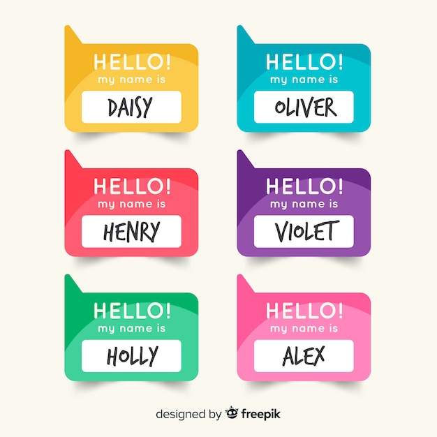 Download Free Colorful Name Tag Template Collection Free Vector Use our free logo maker to create a logo and build your brand. Put your logo on business cards, promotional products, or your website for brand visibility.