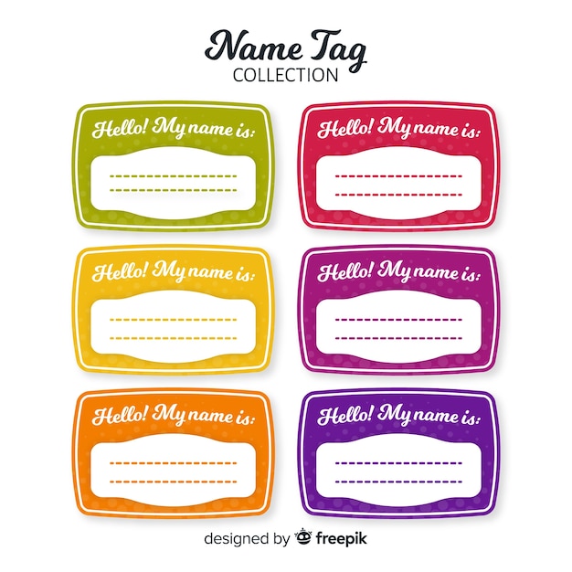Free Vector | Colorful name tag template collection