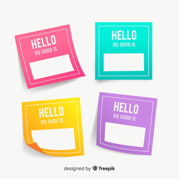 Free Vector | Colorful name tag template collection