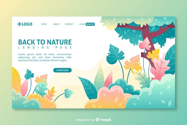 Free Vector | Colorful nature landing page template