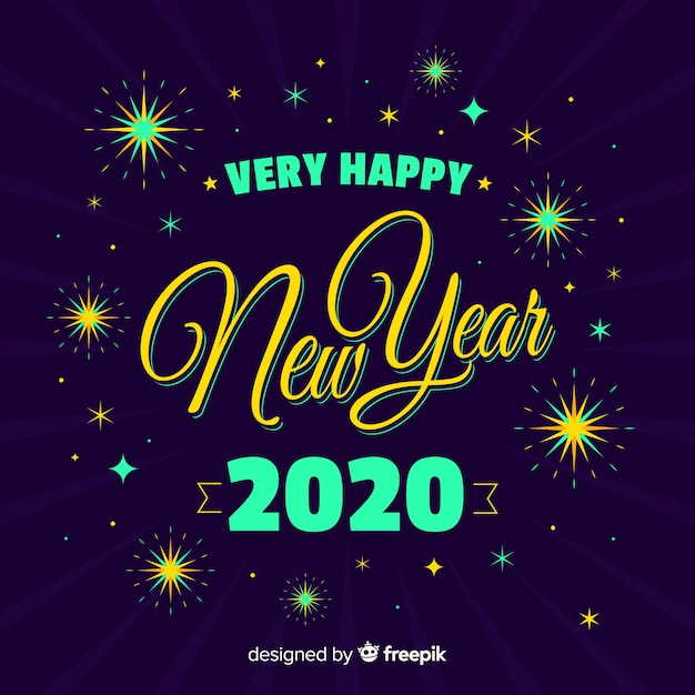 Colorful new year 2020 in flat design Free Vector