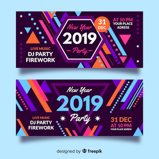 Free Vector | Colorful new year banners with abstract design