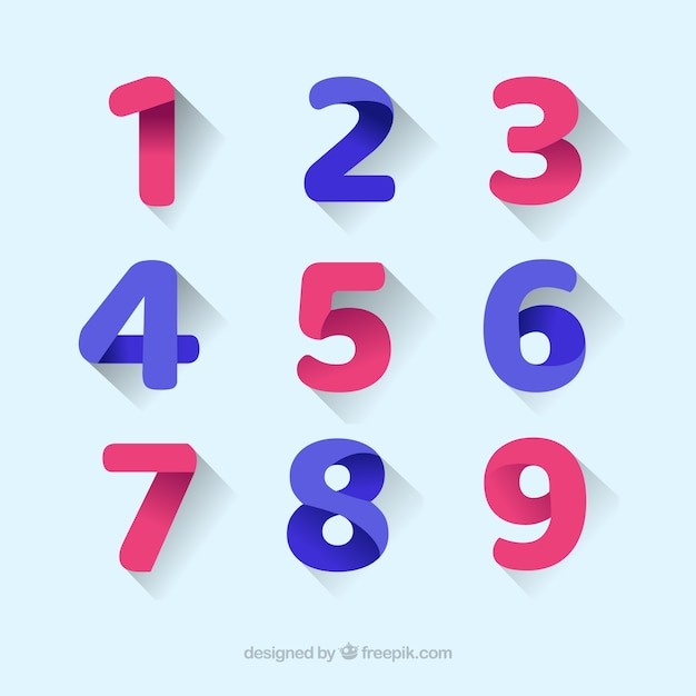 Colorful number collection with flat design Free Vector