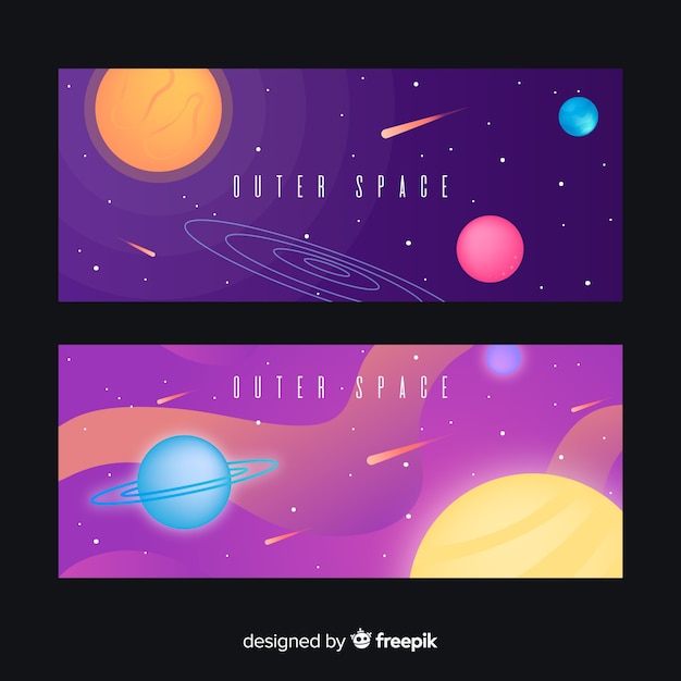 Free Vector | Colorful outer space banner