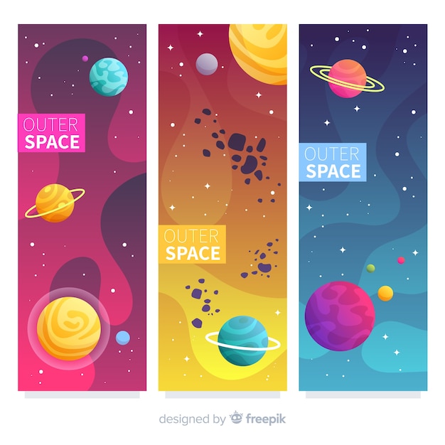 Free Vector | Colorful outer space banner