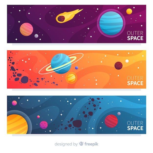 Free Vector | Colorful outer space banner