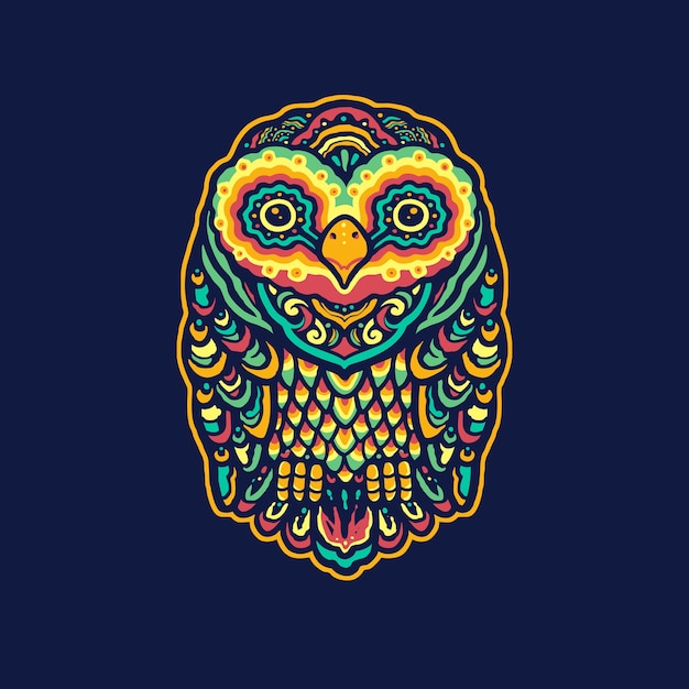 Download Colorful owl mandala illustration | Premium Vector