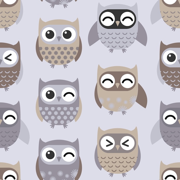 Premium Vector Colorful owls pattern