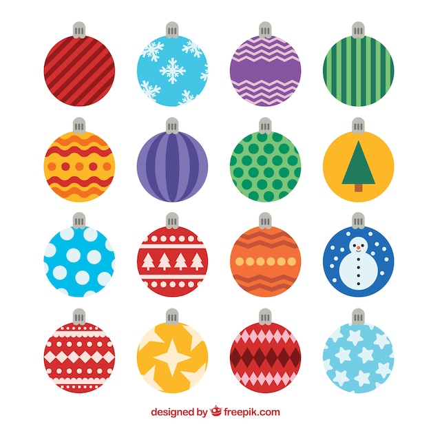 Free Vector | Colorful pack of christmas balls