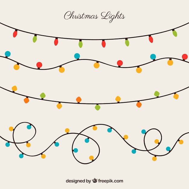 Download Colorful pack of flat christmas lights Vector | Free Download