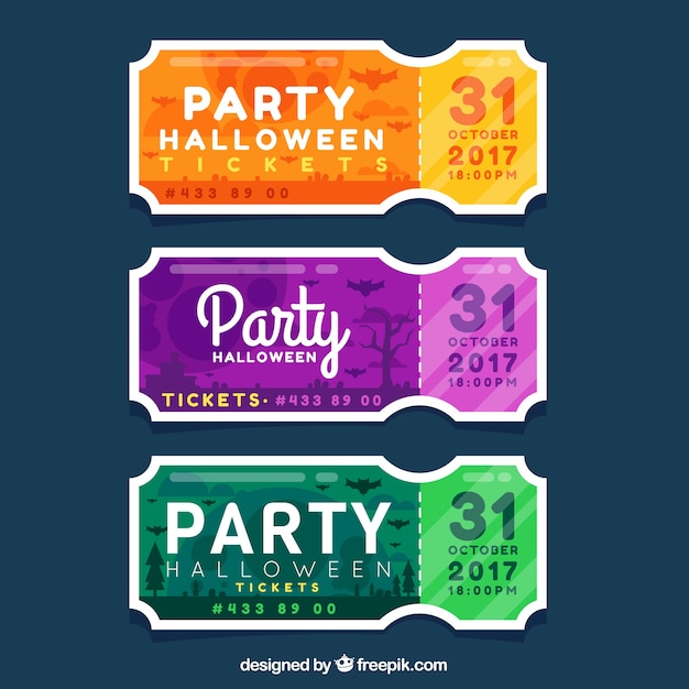 Free Vector | Colorful pack of flat halloween tickets