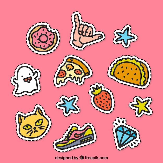 Free Vector | Colorful Pack Of Hand Drawn Stickers