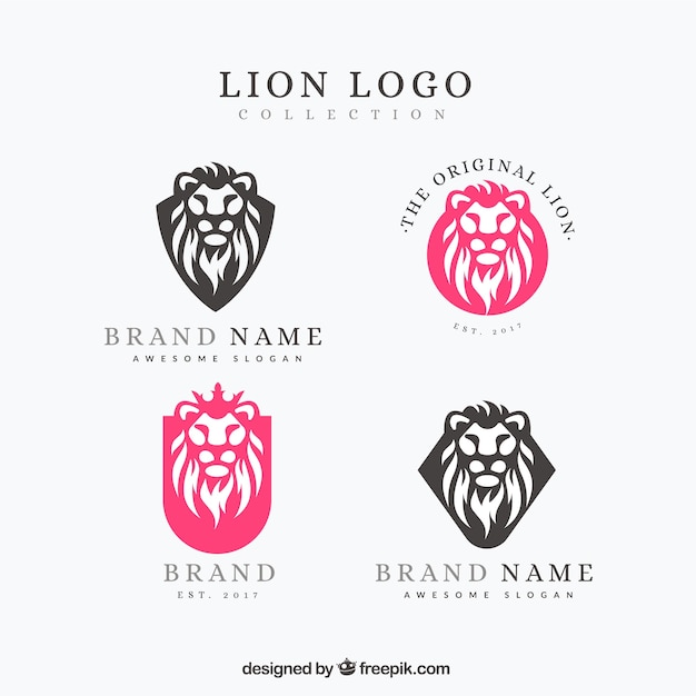 Download Free Vector | Colorful pack of lion logos