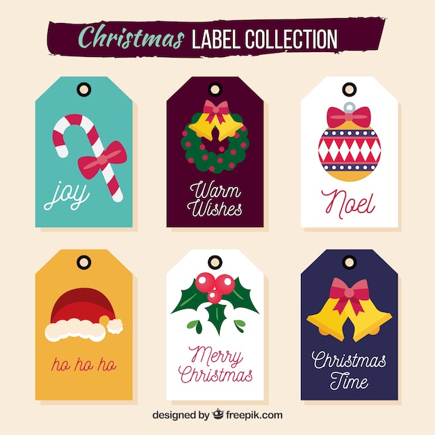 Colorful pack of christmas labels Vector | Free Download