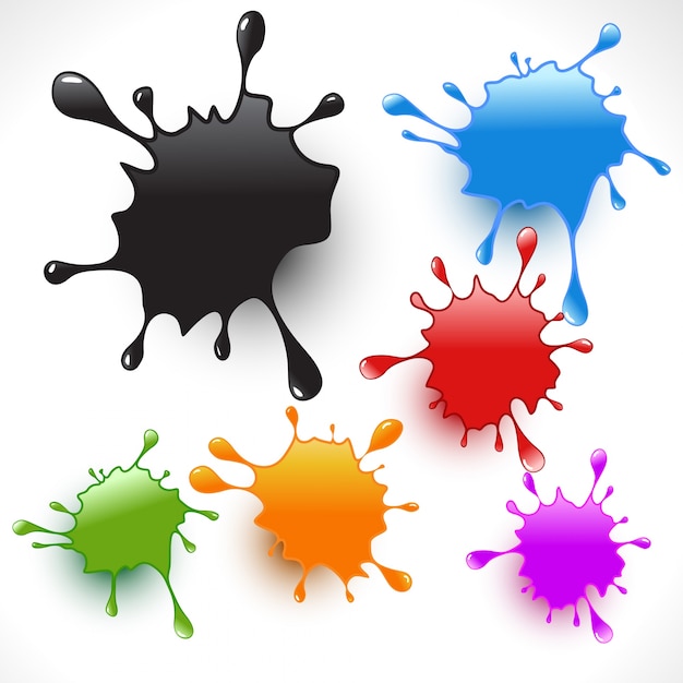 Premium Vector | Colorful paint splashes set