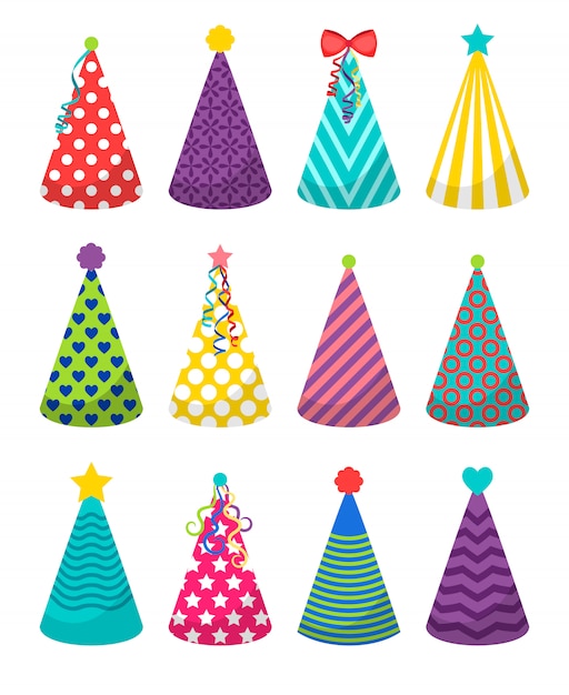 Download Colorful party hats icons on white Vector | Premium Download