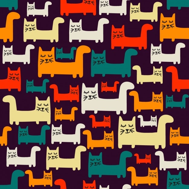 Colorful pattern with cats