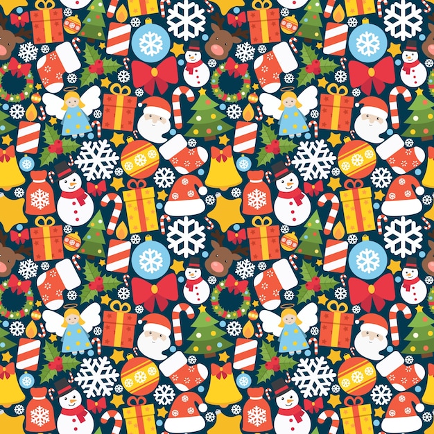 Colorful pattern with decorative christmas
elements