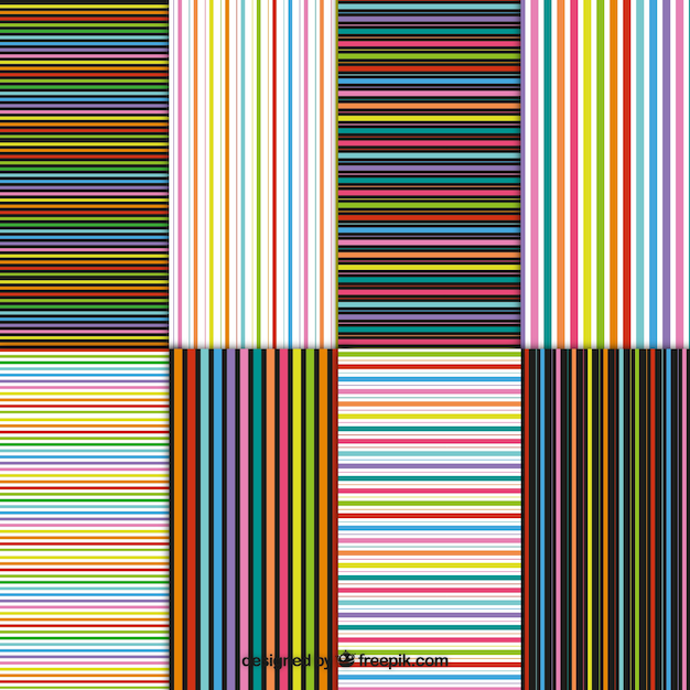 Colorful patterns with stripes Premium Vector