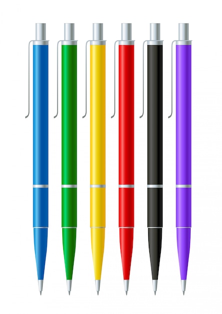 Premium Vector | Colorful pens collection isolated on white.