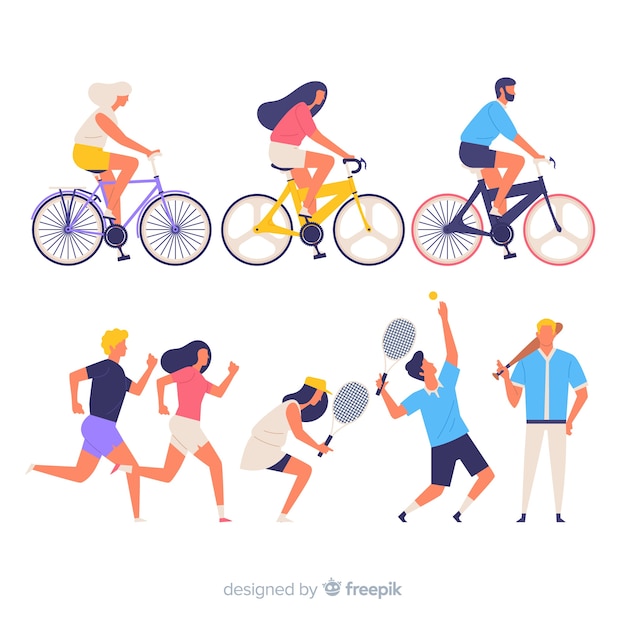 Colorful people doing sport