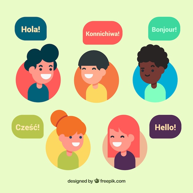 Free Vector | Colorful people speaking different languages with flat design