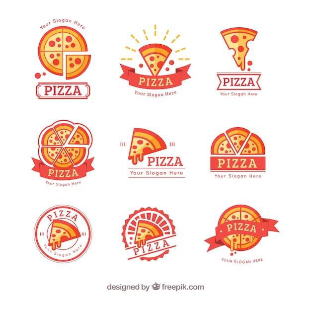 Colorful pizza logo collection
