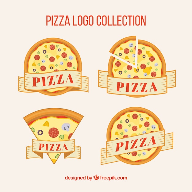 Colorful pizza logo collection