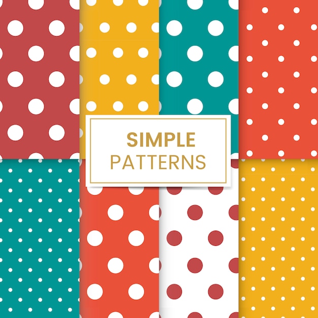 Free Vector Colorful Polka Dot Seamless Pattern Set