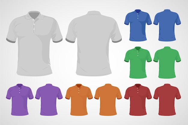 Free Vector | Colorful polo shirt set front and back