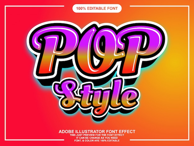 Premium Vector | Colorful pop style script style font effect