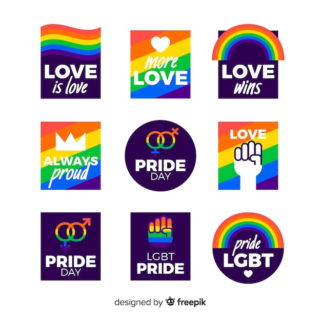 Free Vector | Colorful pride day labels collection