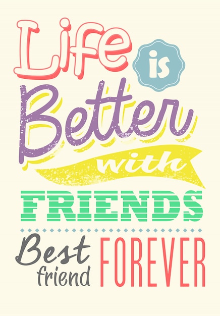Colorful quote of friendship Vector | Premium Download