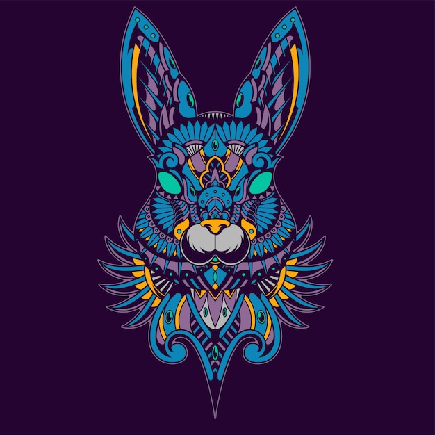 Download Colorful rabbit illustration, mandala zentangle and tshirt ...