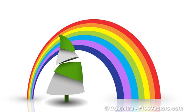 Download Colorful rainbow on christmas tree background Vector ...