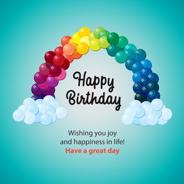 Download Colorful rainbow happy birthday template Vector | Premium Download