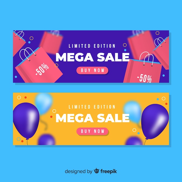 Colorful realistic sale banner set Free Vector