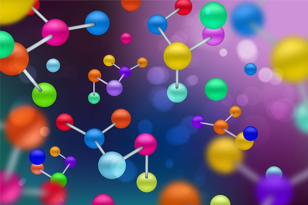 Colorful realistic science background with molecules | Free Vector