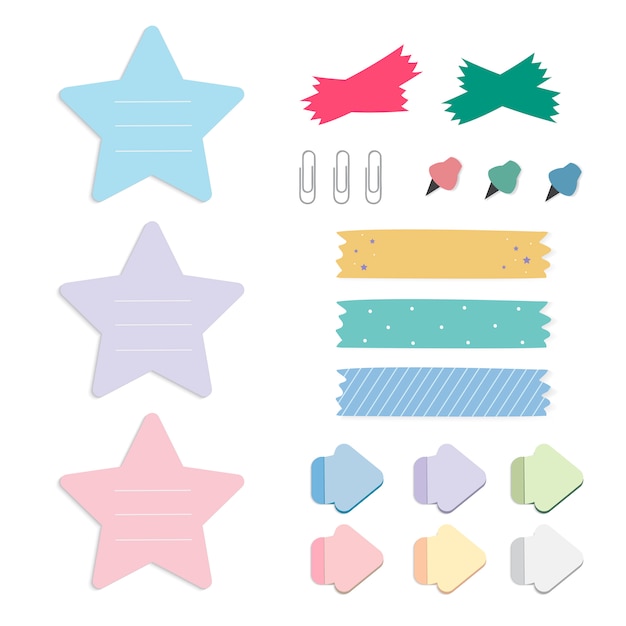 Colorful reminder paper notes vector set Free Vector