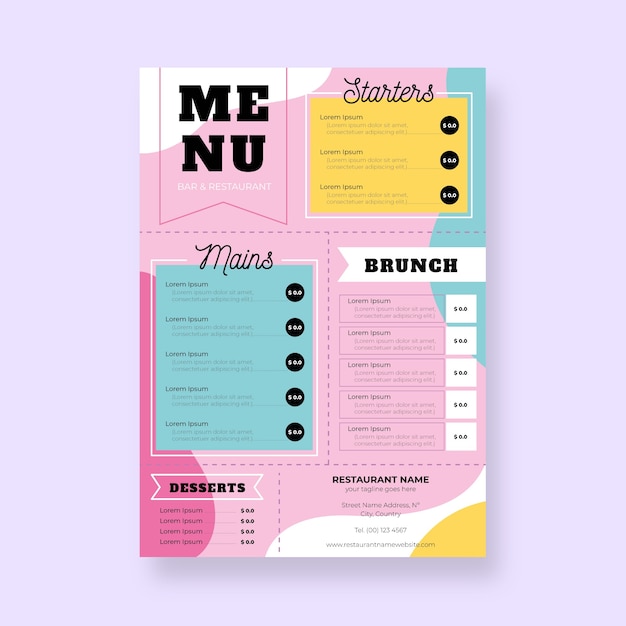 Colorful restaurant menu template | Free Vector