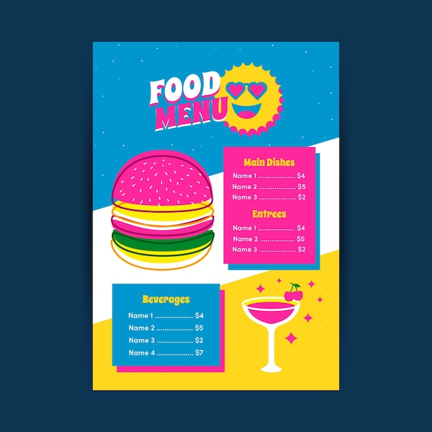 Free Vector | Colorful restaurant menu template