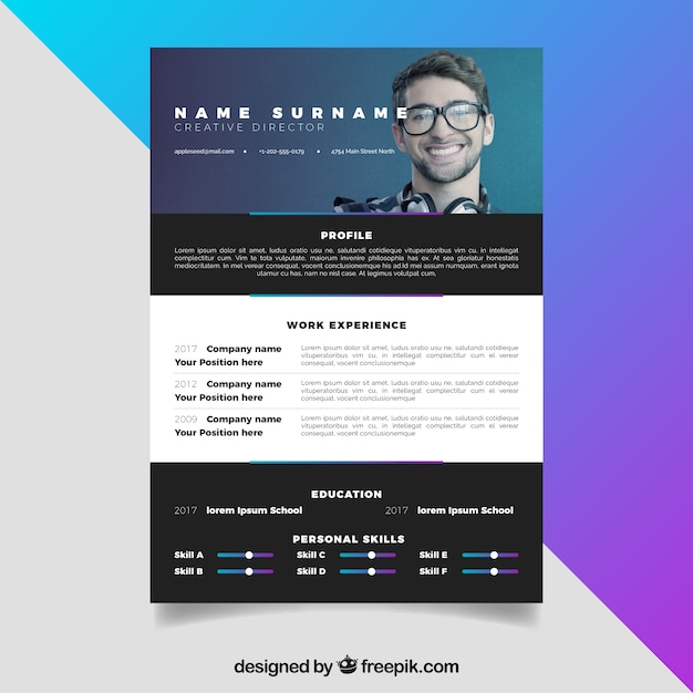 colorful resume template vector