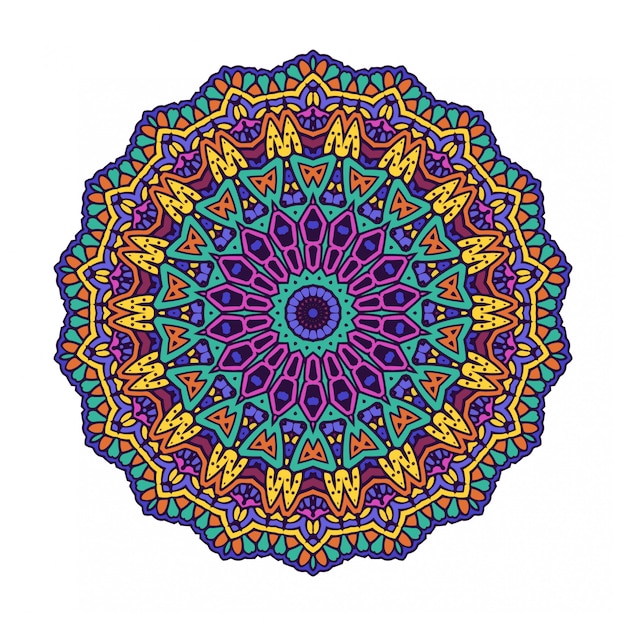 Download Colorful round circle mandala with ethnic style | Premium ...