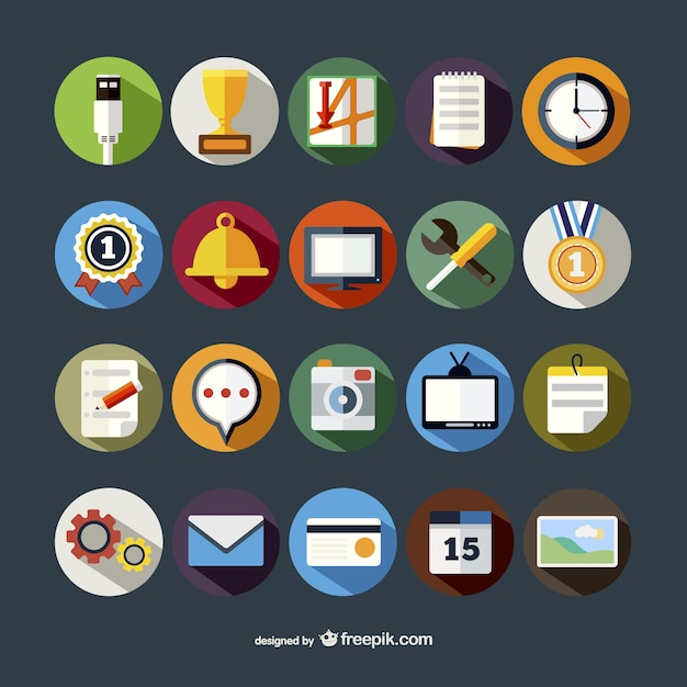 Download Colorful round icons pack Vector | Free Download