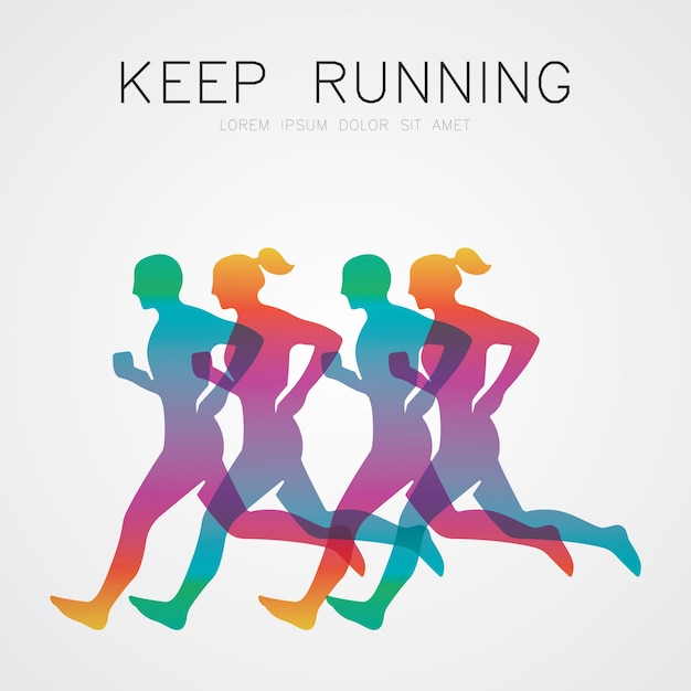 Colorful Run And Marathon Poster Vector Premium Download