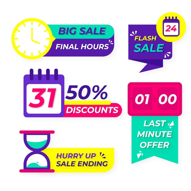 Colorful sales countdown banner collection Vector | Free Download