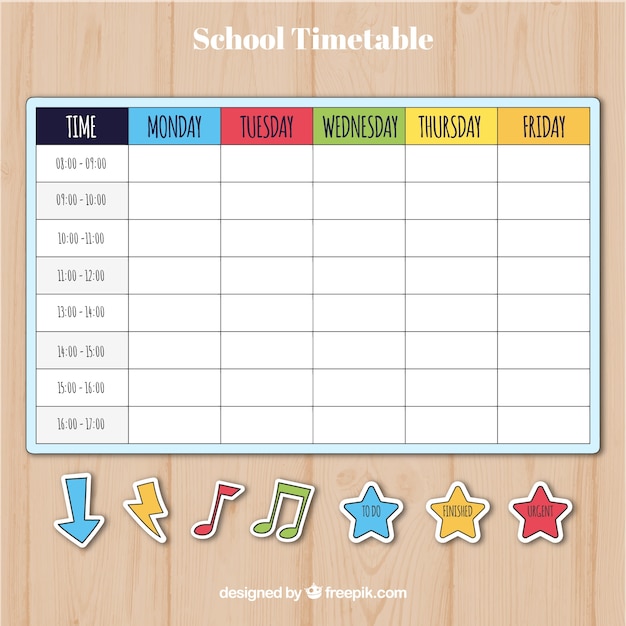 free-vector-colorful-school-timetable-template