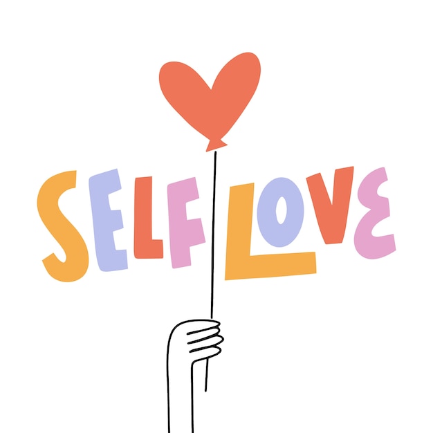 Download Colorful self love lettering | Free Vector