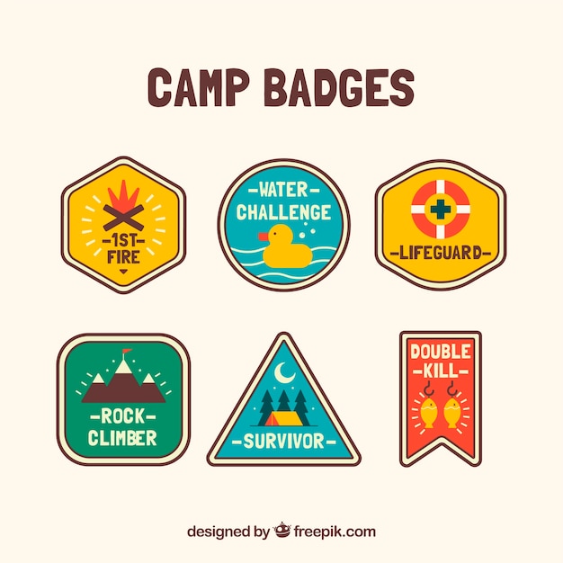 Colorful set of camp badges | Free Vector